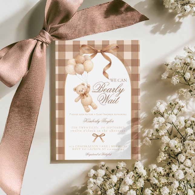 We Can Bearly Wait Teddy Bear Baby Shower Invitation (Creator Uploaded)
