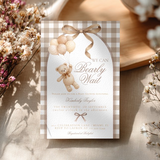 We Can Bearly Wait Teddy Bear Baby Shower Invitation (Creator Uploaded)