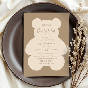 We Can Bearly Wait Teddy Bear Baby Shower Invitation