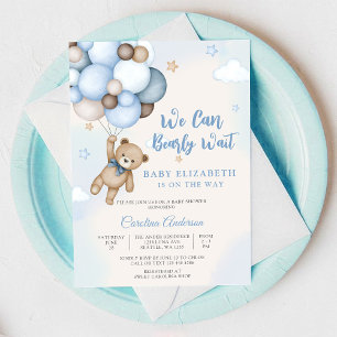 We Can Bearly Wait Teddy Bear Baby Shower Invitation