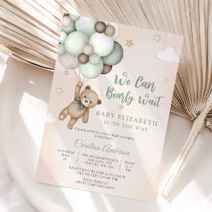 We Can Bearly Wait Teddy Bear Baby Shower Invitation