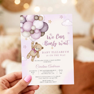We Can Bearly Wait Teddy Bear Baby Shower Invitation