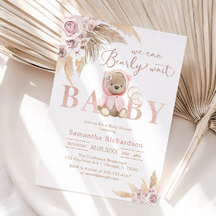 We Can Bearly Wait Teddy Bear Baby Shower Invitation