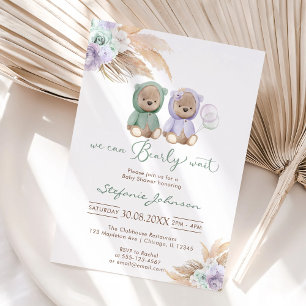 We Can Bearly Wait Teddy Bear Baby Shower  Invitation