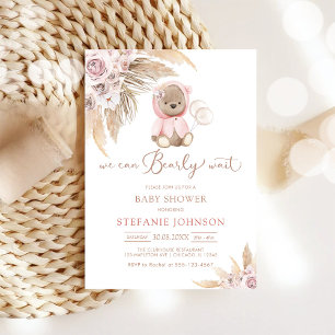 We Can Bearly Wait Teddy Bear Baby Shower  Invitation