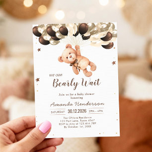 We Can Bearly Wait Teddy Bear Baby Shower Invitation