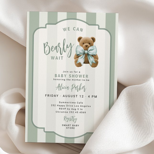 We can bearly wait teddy bear baby shower invitation (Creator Uploaded)