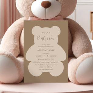 We Can Bearly Wait Teddy Bear Baby Shower Invitation