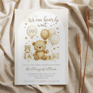 We Can Bearly Wait Teddy Bear Baby Shower Invitation