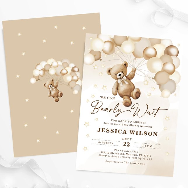 We Can Bearly Wait Teddy Bear Baby Shower Invitation (Creator Uploaded)