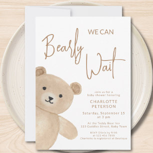 We Can Bearly Wait Teddy Bear Baby Shower Invitation