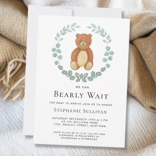We Can Bearly Wait Teddy Bear Baby Shower Invitation