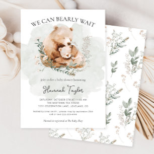 We Can Bearly Wait Teddy Bear Baby Shower Invitation