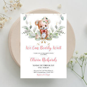 We Can Bearly Wait Teddy Bear Baby Shower Invitation