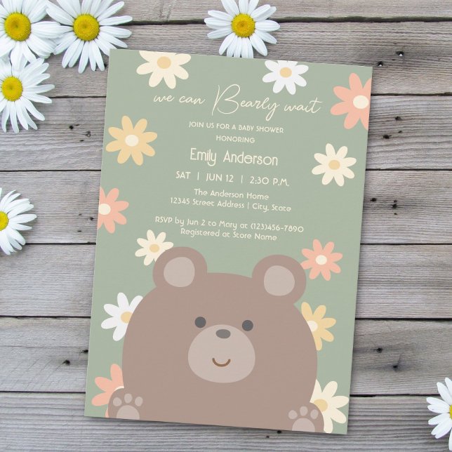 We Can Bearly Wait Teddy Bear Baby Shower Invitation (Creator Uploaded)