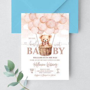 We Can Bearly Wait Teddy Bear Baby Shower Invitation