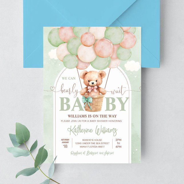 We Can Bearly Wait Teddy Bear Baby Shower Invitation (Creator Uploaded)
