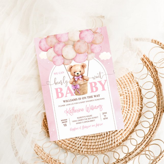 We Can Bearly Wait Teddy Bear Baby Shower Invitation (Creator Uploaded)