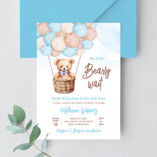 We Can Bearly Wait Teddy Bear Baby Shower Invitation