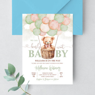We Can Bearly Wait Teddy Bear Baby Shower Invitation