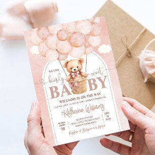 We Can Bearly Wait Teddy Bear Baby Shower Invitation