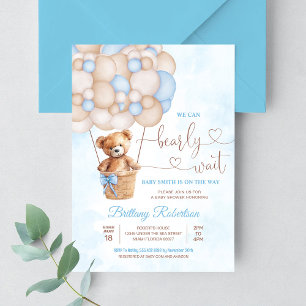 We Can Bearly Wait Teddy Bear Baby Shower Invitation