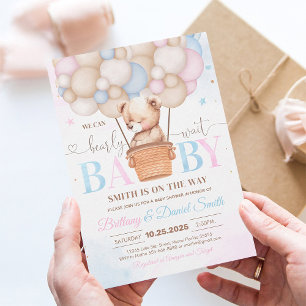 We Can Bearly Wait Teddy Bear Baby Shower Invitation