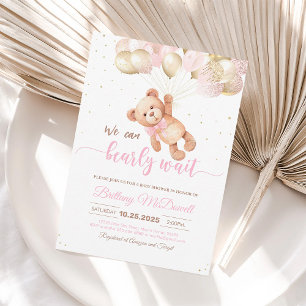 We Can Bearly Wait Teddy Bear Baby Shower Invite