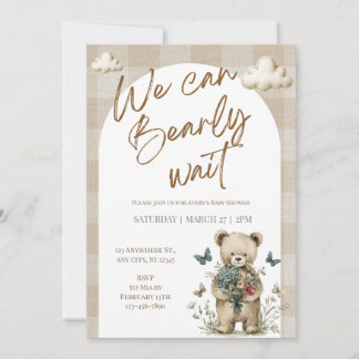 We Can Bearly Wait Teddy Bear Baby Shower Invite
