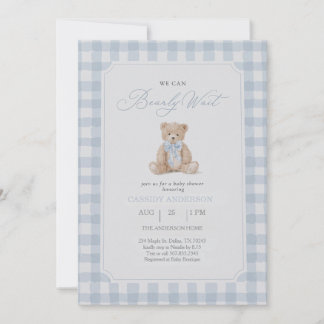We Can Bearly Wait Teddy Bear Baby Shower Invite