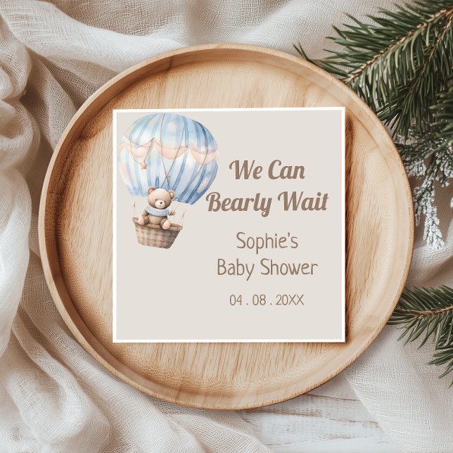 We Can Bearly Wait Teddy Bear Baby Shower Napkin (Creator Uploaded)