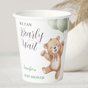 We Can Bearly Wait Teddy Bear Baby Shower Paper Cups