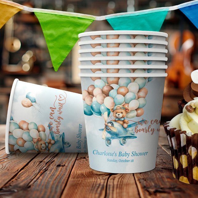 We Can Bearly Wait! Teddy Bear Baby Shower  Paper Cups (We can bearly wait baby shower party cups, baby shower decor)