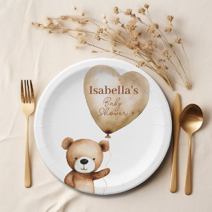 We Can Bearly Wait Teddy Bear Baby Shower Paper Paper Plate