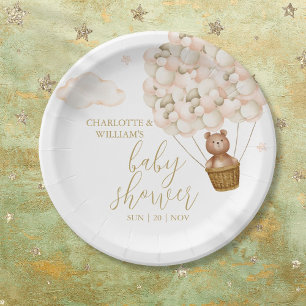 We Can Bearly Wait Teddy Bear Baby Shower Paper Plate