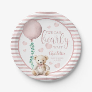 We Can Bearly Wait Teddy Bear Baby Shower Paper Plate