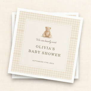 We Can Bearly Wait Teddy Bear Baby Shower Party Napkin