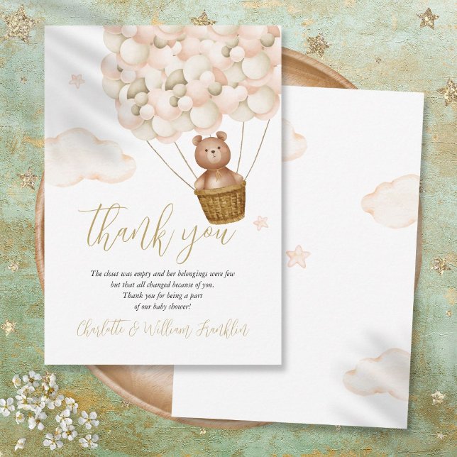 We Can Bearly Wait Teddy Bear Baby Shower Poem Thank You Card (Creator Uploaded)