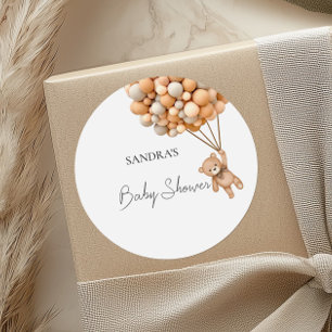 We Can Bearly Wait Teddy Bear Balloon Classic Round Sticker