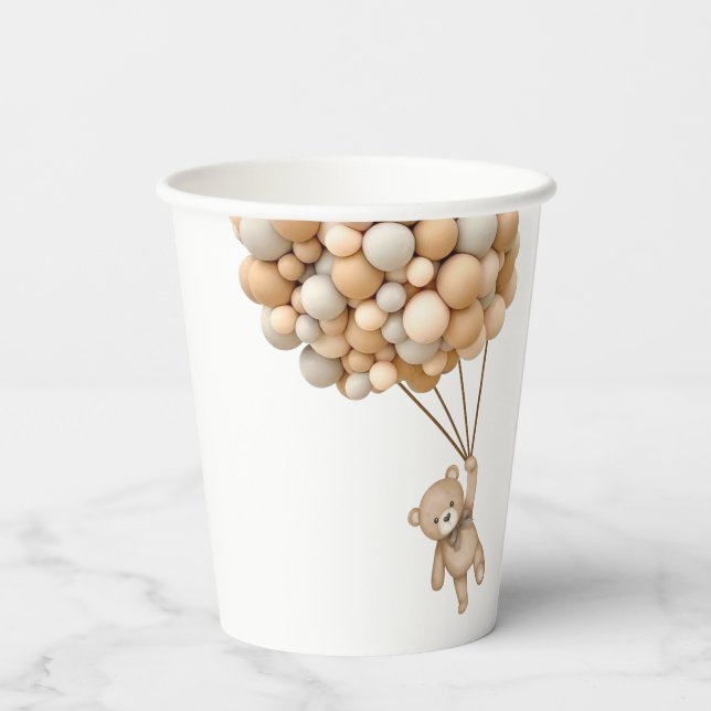 We Can Bearly Wait Teddy Bear Balloon Paper Cups (Back)