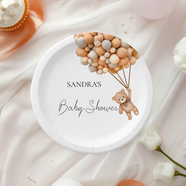 We Can Bearly Wait Teddy Bear Balloon Paper Plate (Creator Uploaded)