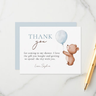 We Can Bearly Wait Teddy Bear Balloon Thank you Enclosure Card