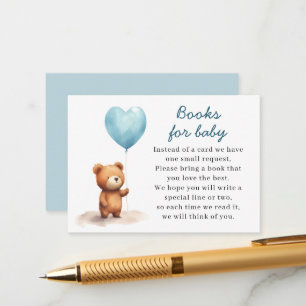 We Can Bearly Wait Teddy Bear Blue Boy Baby Shower Enclosure Card