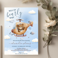 We Can Bearly Wait Teddy Bear Blue Boy Baby Shower