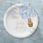 We Can Bearly Wait Teddy Bear Blue Boy Baby Shower Paper Plate<br><div class="desc">Cute "we can bearly wait" teddy bear-themed blue boy baby shower design. Designed by Thisisnotme©</div>