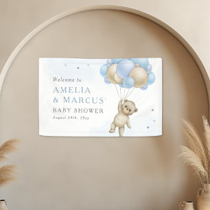 We Can Bearly Wait Teddy Bear Boy Baby Shower Banner