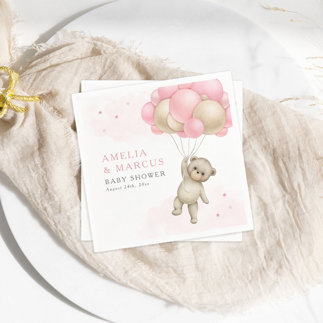 We Can Bearly Wait Teddy Bear Boy Girl Shower Napkin (Creator Uploaded)