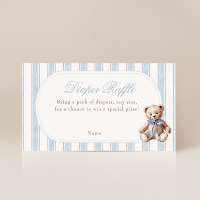We Can Bearly Wait Teddy Bear Diaper Raffle Enclosure Card (Creator Uploaded)