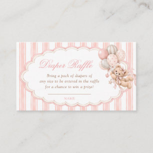 We Can Bearly Wait Teddy Bear Girl Diaper Raffle Enclosure Card