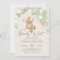 We Can Bearly Wait Teddy Bear Green Baby Shower